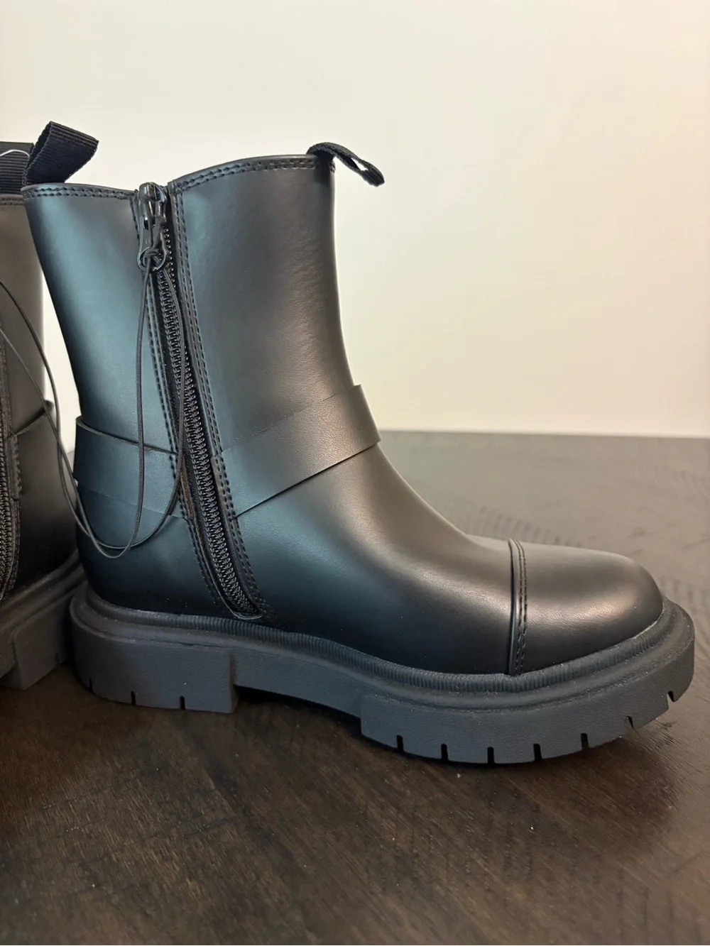 Art Class Girls Black Boots Kids Size 13 Crosby Chunky Boots with Zippers NWT